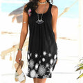 Summer New Sleeveless Round Neck Temperament Print Large Size Women's Dress