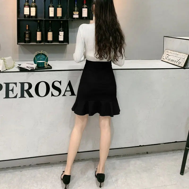Skirts Women High Waist Elegant Office Lady Solid Simple All-match Fashion Autumn Korean Version Above Knee New Casual Popular