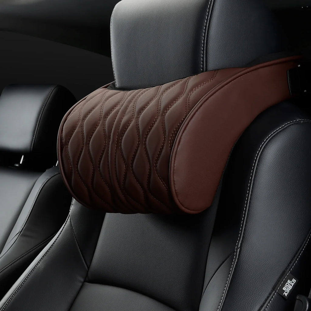 HOT Car Neck Pillow PU Leather Lumbar Waist Support For Seat Memory Backrest Headrest Cushion Auto Gadget Accesorios Interior