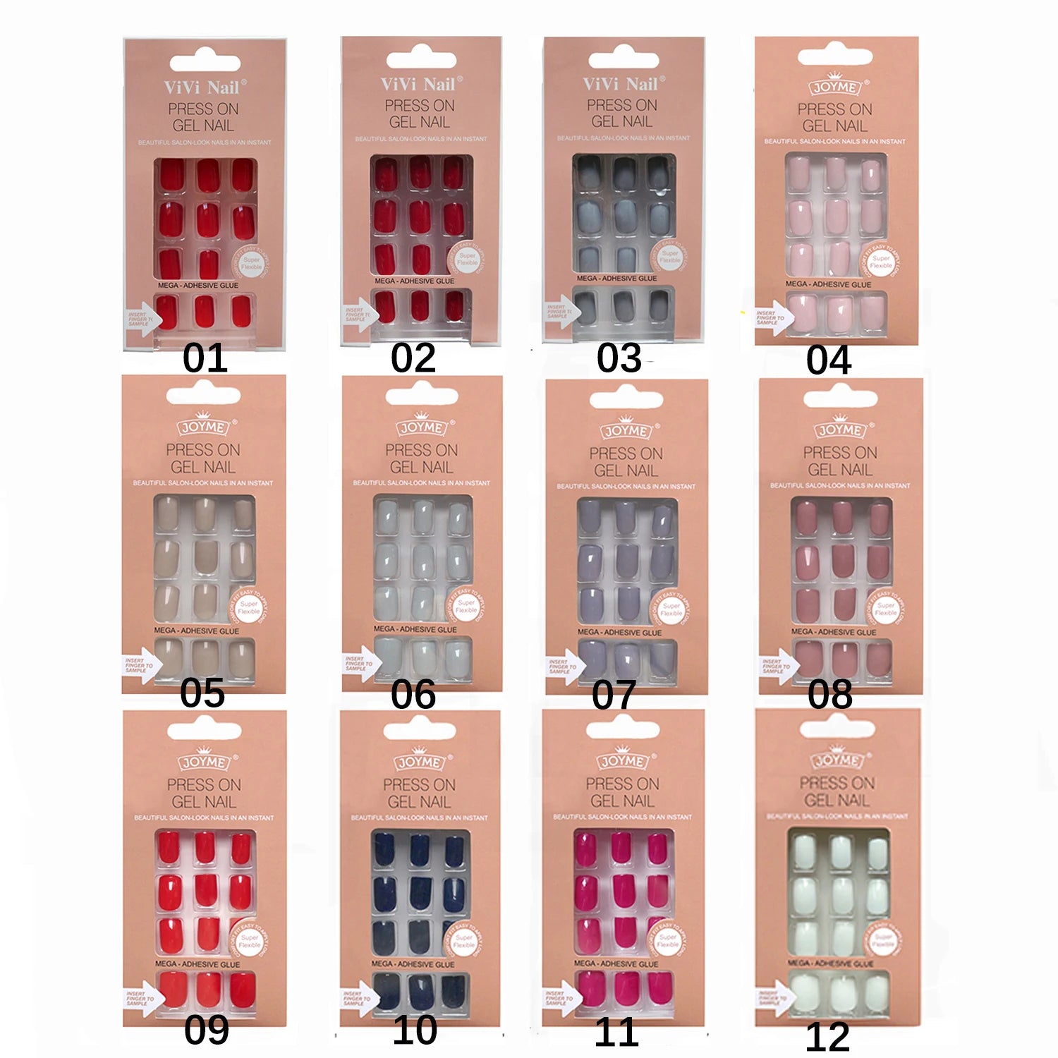 Nails Art Fake Nail Tips False Press on Coffin with Glue Stick Designs Clear Display Short Set Full Cover Square Press On Nails