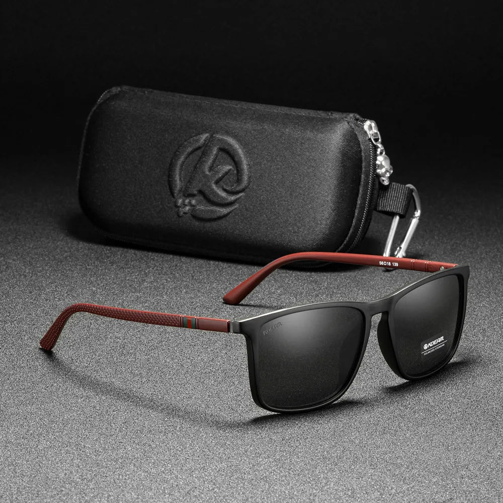 KDEAM Square Sunglasses for Men Polarized Retro Classic Stylish Shades Ultra Light Weight Driving Glasses With Free Zip Case