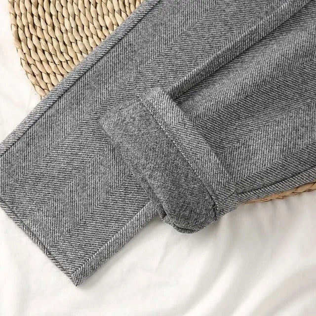 Woolen Pants Women's Harem Pencil Pants High Waisted Casual Suit Pants Office Lady Women Trousers