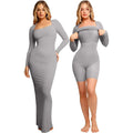 Women Long Sleeve Body Control Shapewear 2 in 1 Shapewear Clothing Dress Built in Seamless Shapewear