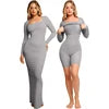 Women Long Sleeve Body Control Shapewear 2 in 1 Shapewear Clothing Dress Built in Seamless Shapewear