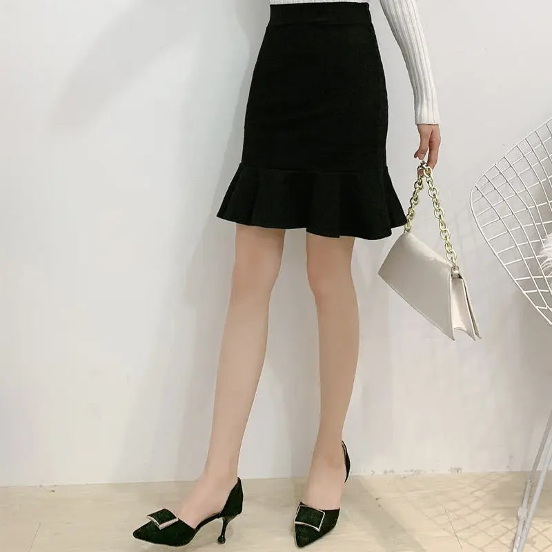 Skirts Women High Waist Elegant Office Lady Solid Simple All-match Fashion Autumn Korean Version Above Knee New Casual Popular