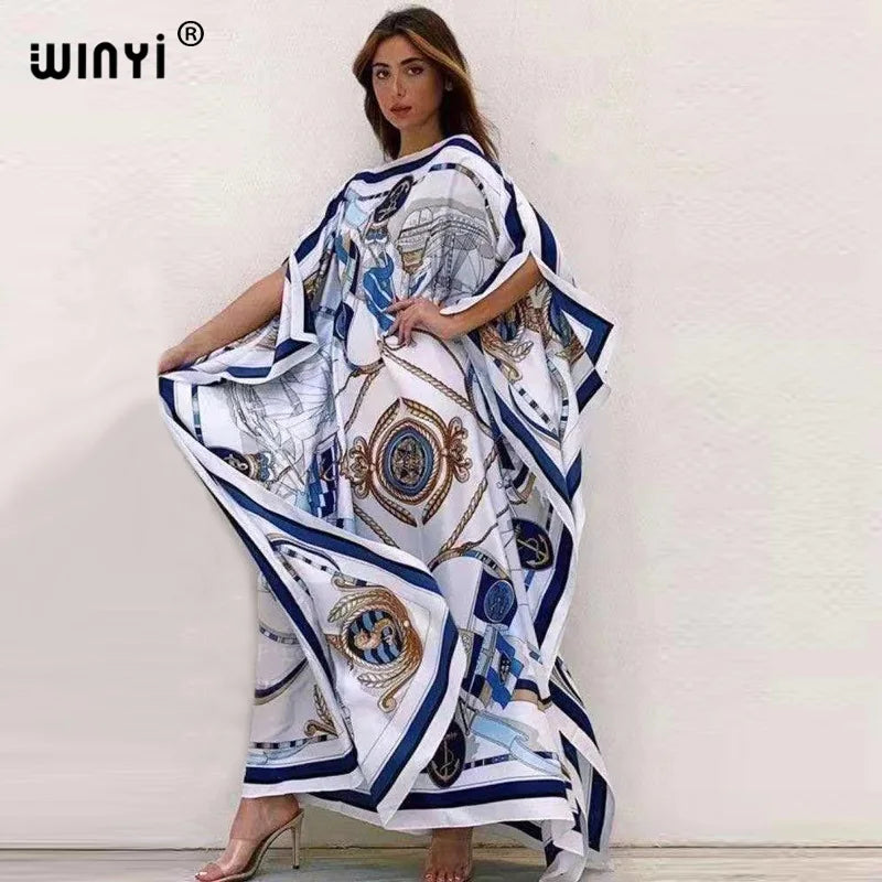 Fashion Design Loose Dress Batwing Maxi Long Femme Vestidos Summer Autumn Party Elegant Dress