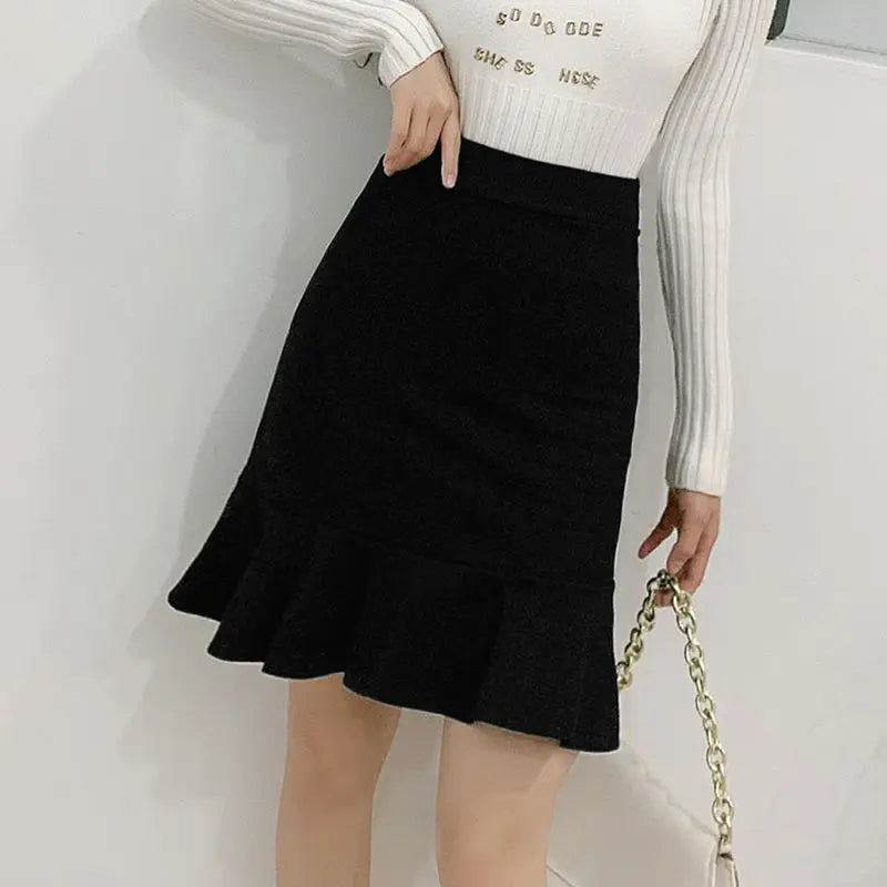 Skirts Women High Waist Elegant Office Lady Solid Simple All-match Fashion Autumn Korean Version Above Knee New Casual Popular