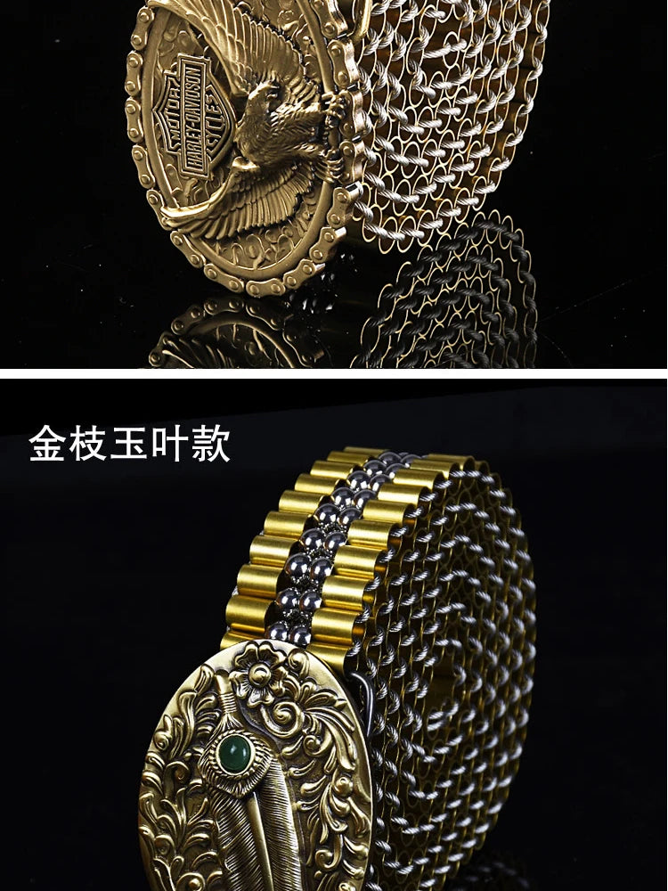 Men's Belt Army Style Combat Belts Pure copper belt Handmade Luxury Metal Jeans fashion belts Quick Release Tactical Belt
