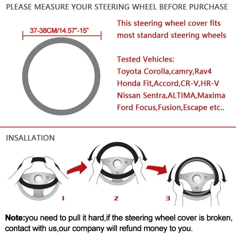 Car Steering-Wheels Cover 38cm 15" For Suzuki Alivio/Ciaz Baleno Celerio Jimny SX4 S-Cross Grand Vitara Aerio Kizashi Liana