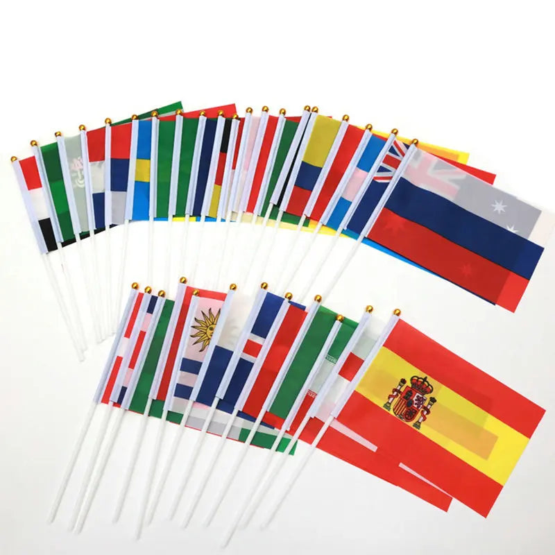 Venezuela Hand Flag 14*21cm 10/20/50/100pcs polyester Venezuela Small Hand waving Flag with plastic flagpole for decoration