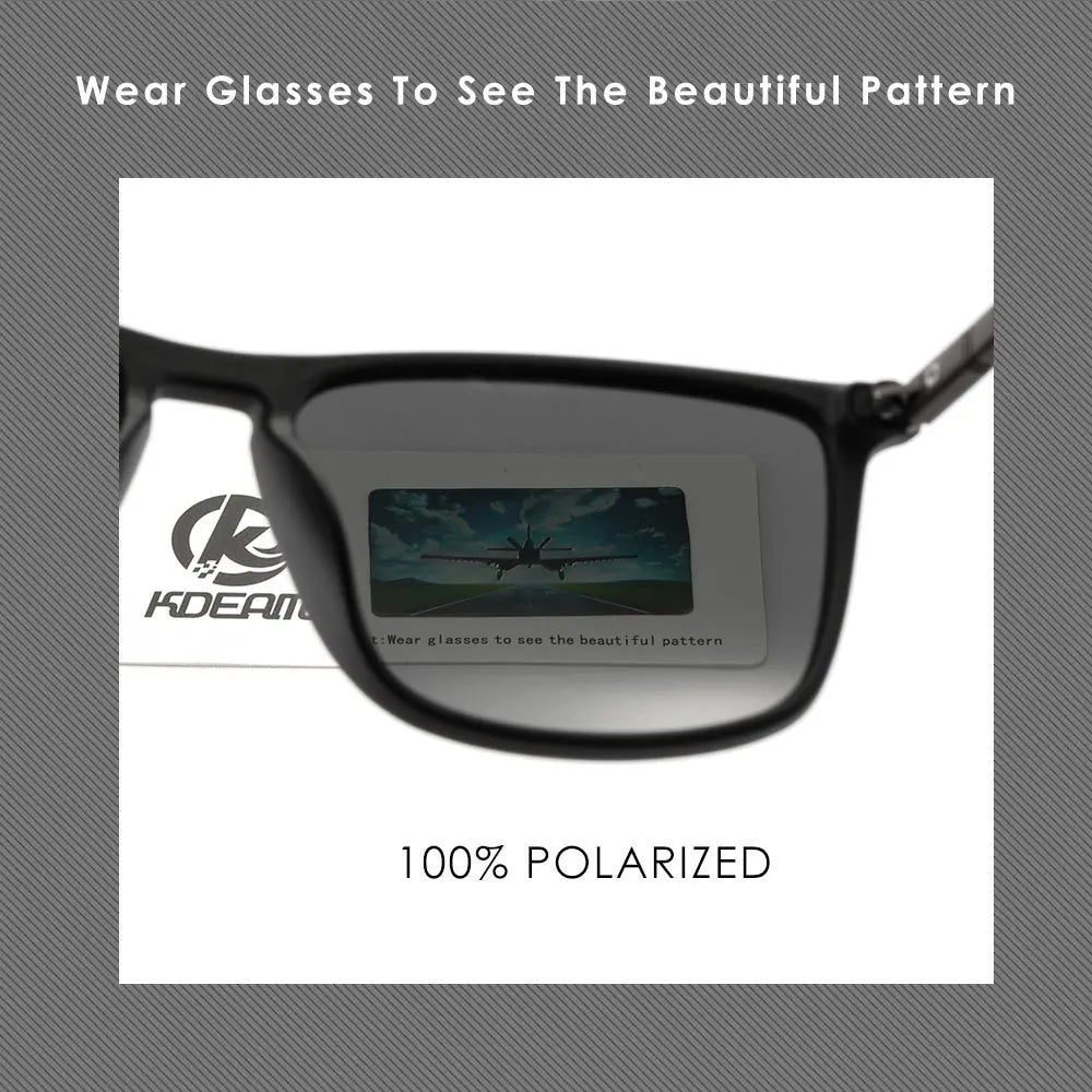 KDEAM Square Sunglasses for Men Polarized Retro Classic Stylish Shades Ultra Light Weight Driving Glasses With Free Zip Case