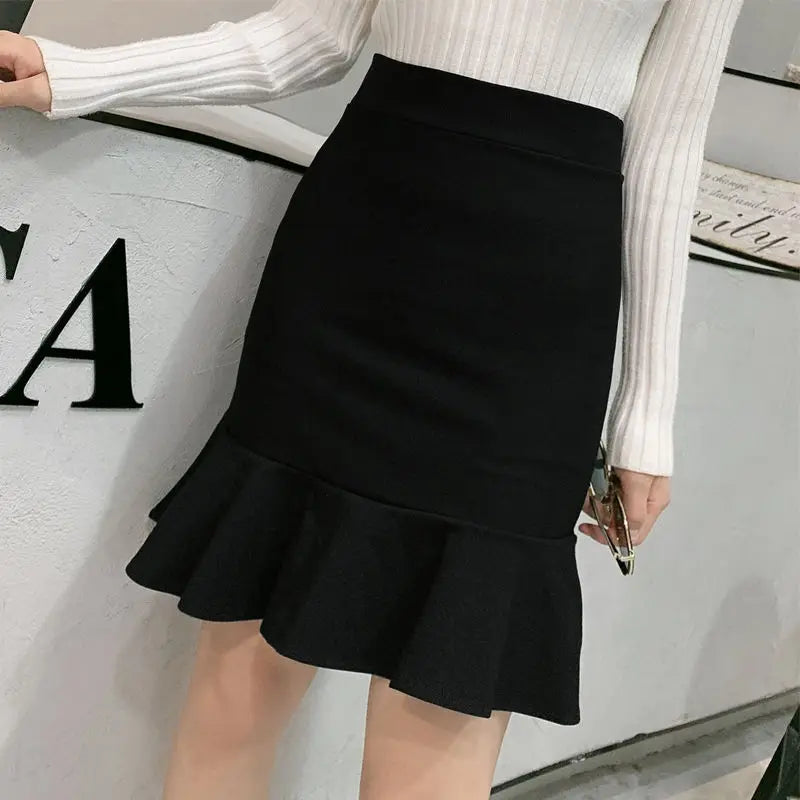 Skirts Women High Waist Elegant Office Lady Solid Simple All-match Fashion Autumn Korean Version Above Knee New Casual Popular