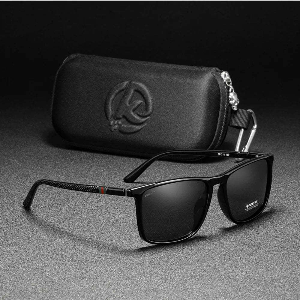 KDEAM Square Sunglasses for Men Polarized Retro Classic Stylish Shades Ultra Light Weight Driving Glasses With Free Zip Case
