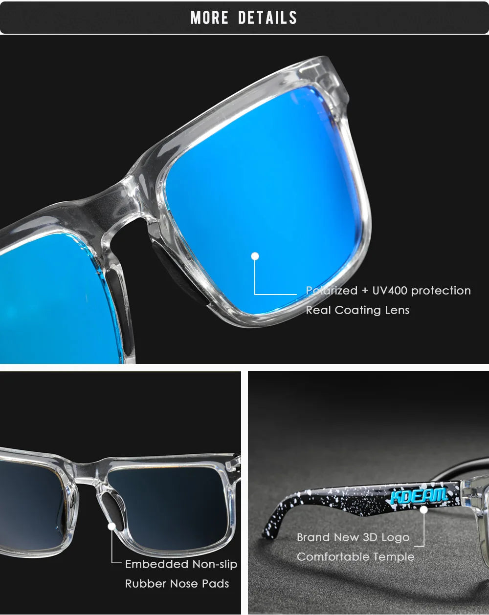 KDEAM Men's Square Sunglasses