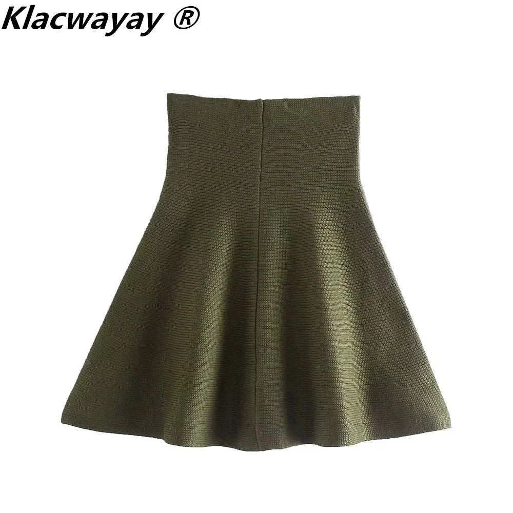 Knitted Skirt Suits For Women Two Piece Set Women Skirt Zipper Solid Color Tops High-Waisted Mini Skirt 2021 Women Knitted Suit