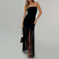 Sexy Off-the-Shoulder Elegant Solid Color Casual Daily Eco-Friendly Washable Slim Fit Sheath Dress with Illusion Mesh
