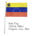 Venezuela Hand Flag 14*21cm 10/20/50/100pcs polyester Venezuela Small Hand waving Flag with plastic flagpole for decoration