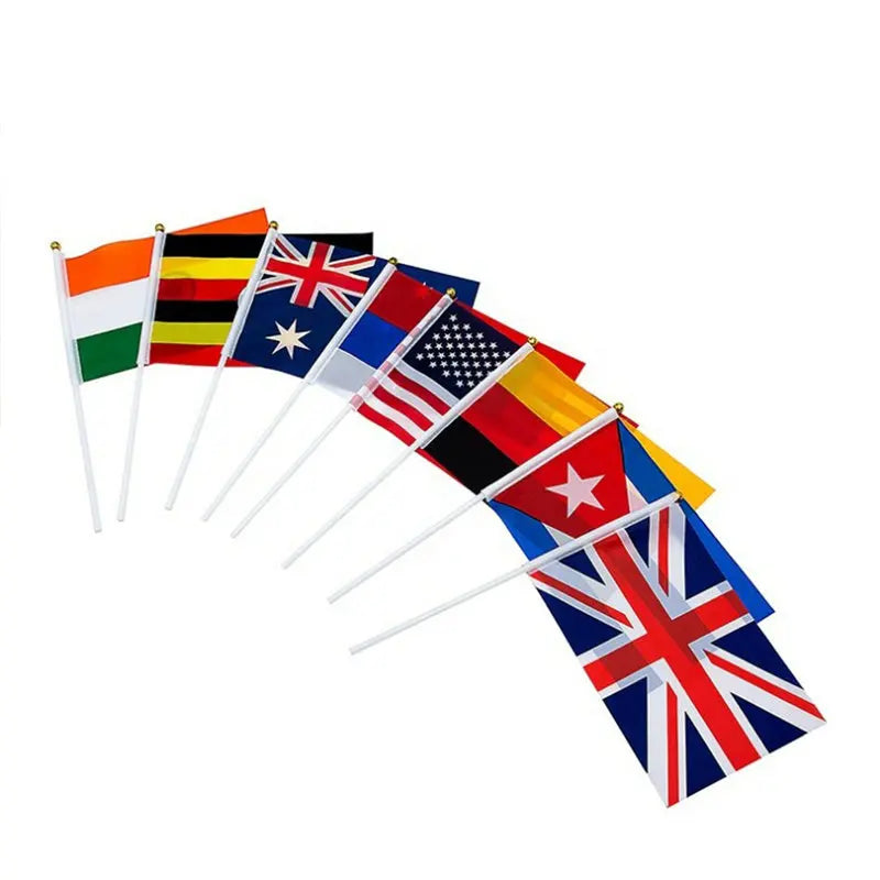 Venezuela Hand Flag 14*21cm 10/20/50/100pcs polyester Venezuela Small Hand waving Flag with plastic flagpole for decoration