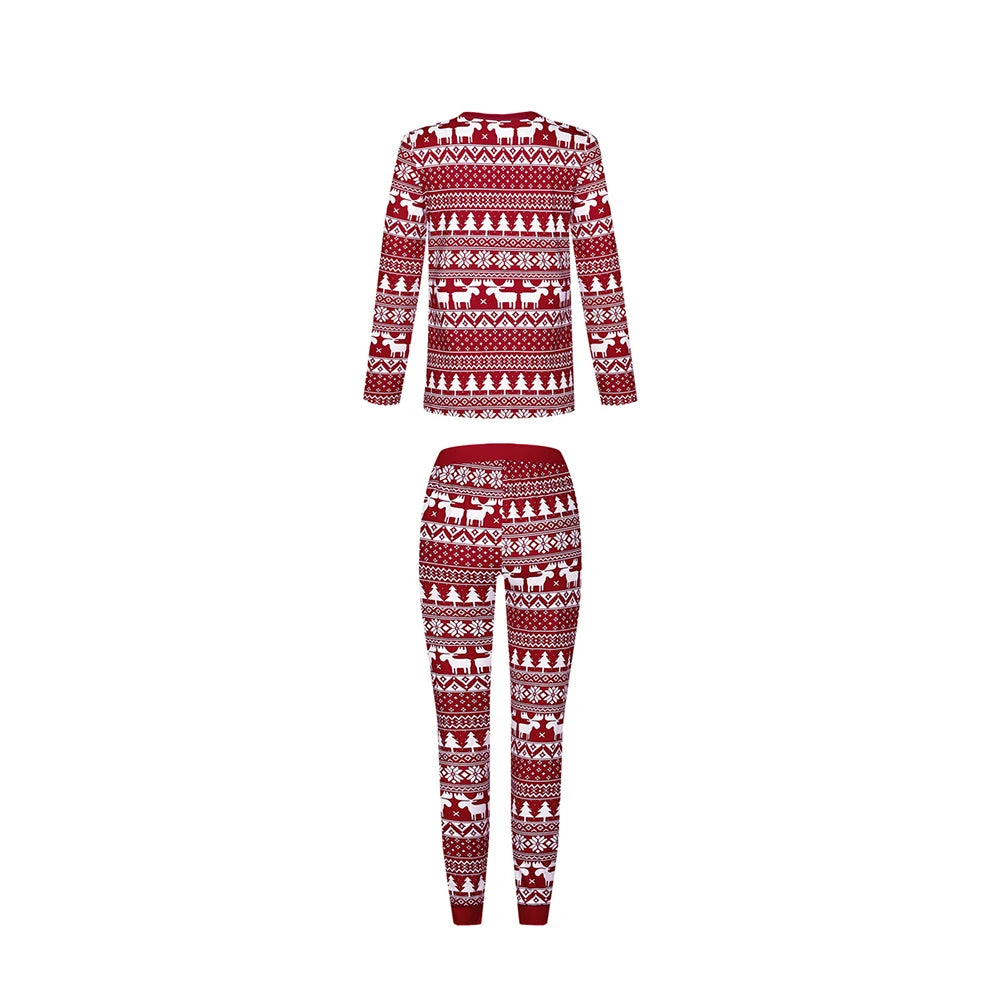 Family Matching Outfits Christmas Pajamas Sets Classic Elk Red Print Adult Dad Mother Daughter Sleepwear Baby Boys Girls Clothes