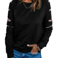 Womens Leopard Insert Long Sleeve Black Sweatshirt