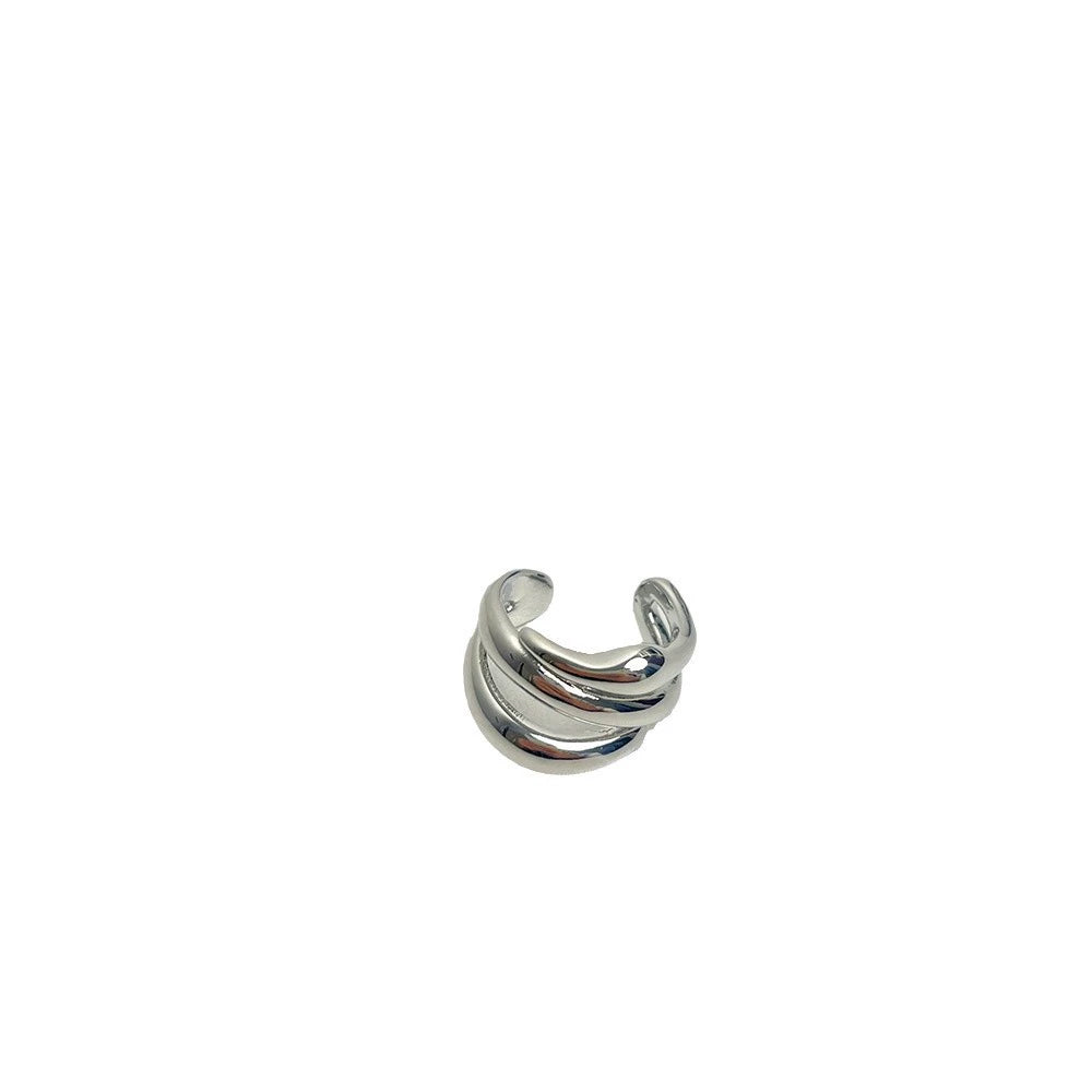 INS Style Minimalist Multi-Layer Cut Out Metal Ring for Women Niche Style Open-End Personality Ring Accessible Luxury Fancy Index Finger Ring
