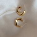 South Korea Dongdaemun Minimalist Metal Earrings Geometric Ear Studs Female Circle European, American and French Style Cold Wind Niche Design