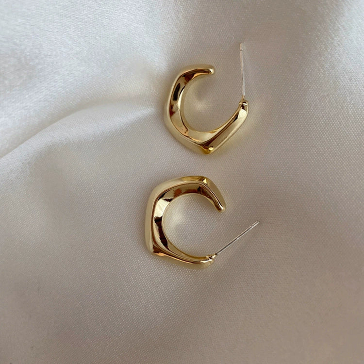 South Korea Dongdaemun Minimalist Metal Earrings Geometric Ear Studs Female Circle European, American and French Style Cold Wind Niche Design