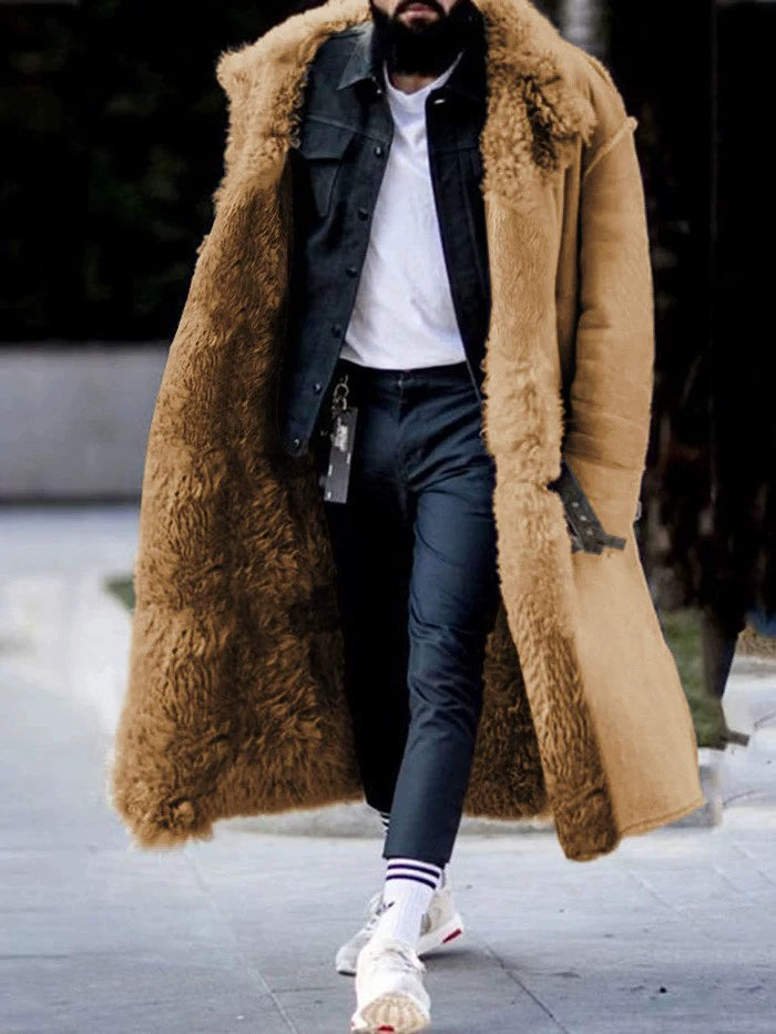 Men's Winter Fur Padded Jacket Winter Faux Fur Thickened Jacket for Men