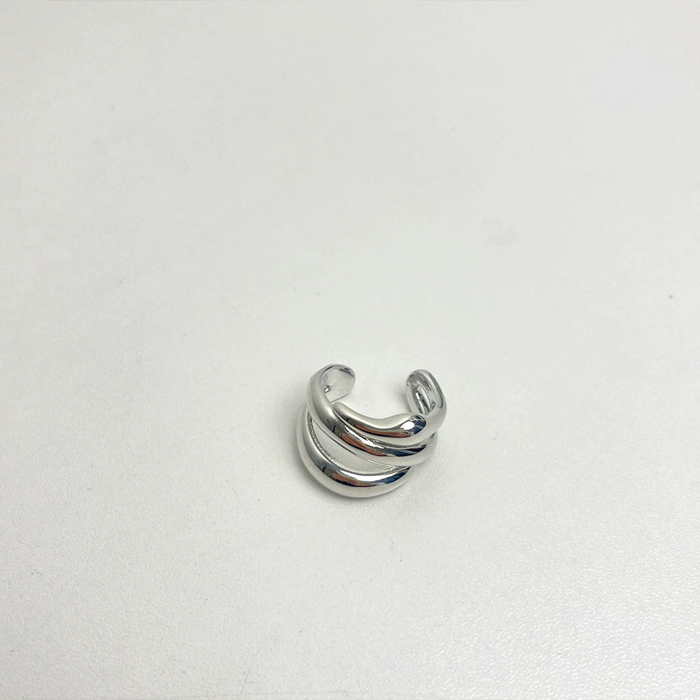 INS Style Minimalist Multi-Layer Cut Out Metal Ring for Women Niche Style Open-End Personality Ring Accessible Luxury Fancy Index Finger Ring
