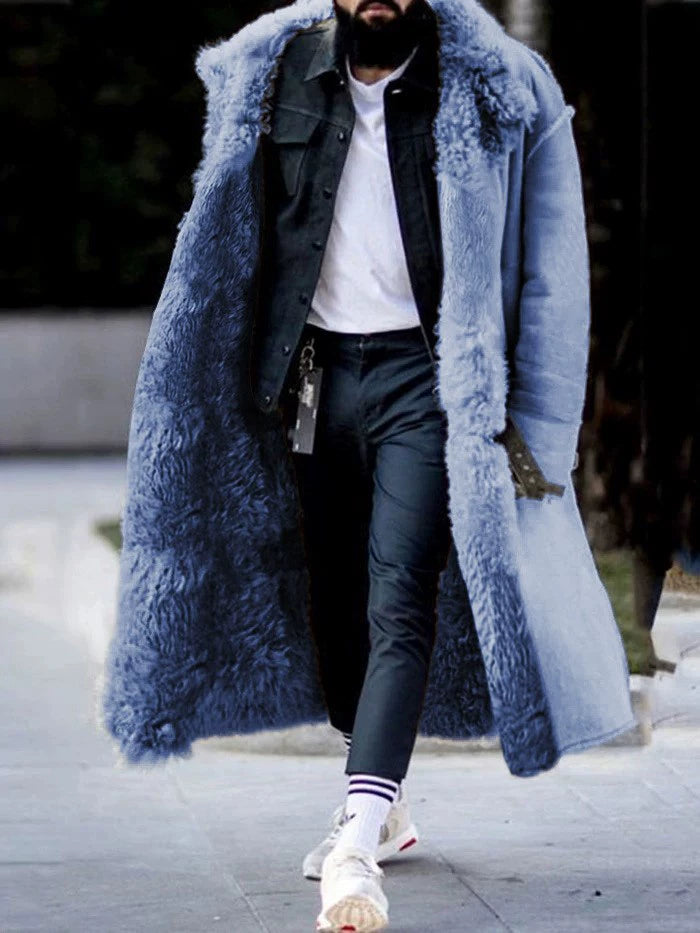 Men's Winter Fur Padded Jacket Winter Faux Fur Thickened Jacket for Men