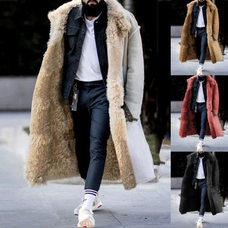 Men's Winter Fur Padded Jacket Winter Faux Fur Thickened Jacket for Men
