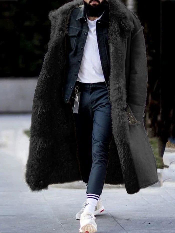 Men's Winter Fur Padded Jacket Winter Faux Fur Thickened Jacket for Men
