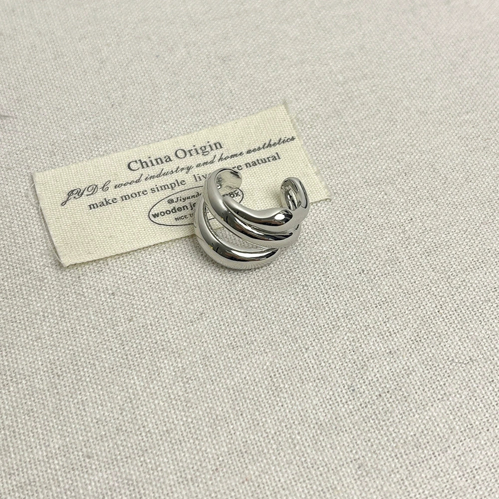 INS Style Minimalist Multi-Layer Cut Out Metal Ring for Women Niche Style Open-End Personality Ring Accessible Luxury Fancy Index Finger Ring
