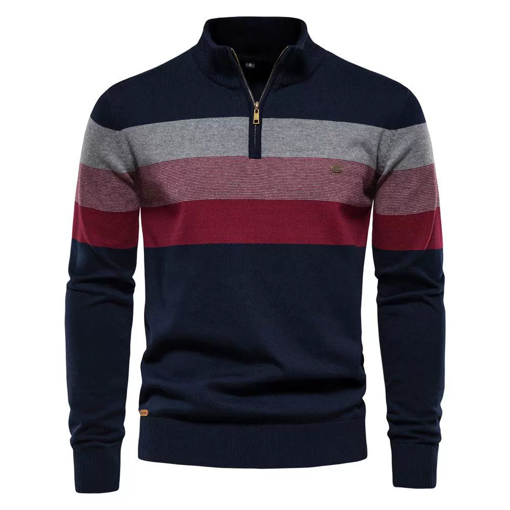 Business Stand Collar Pullover Knitted Sweater