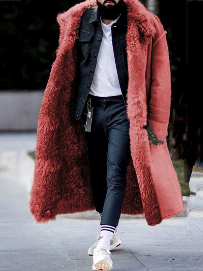 Men's Winter Fur Padded Jacket Winter Faux Fur Thickened Jacket for Men