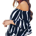 Off The Shoulder Vertical Black White Stripes Blouse
