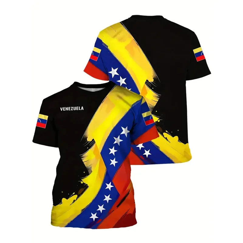 New In Venezuela Flag T Shirt Men Fashion 3d Printed T-shirt Street Oversized Casual Sports Tops Crew Neck Short Sleeve Tees