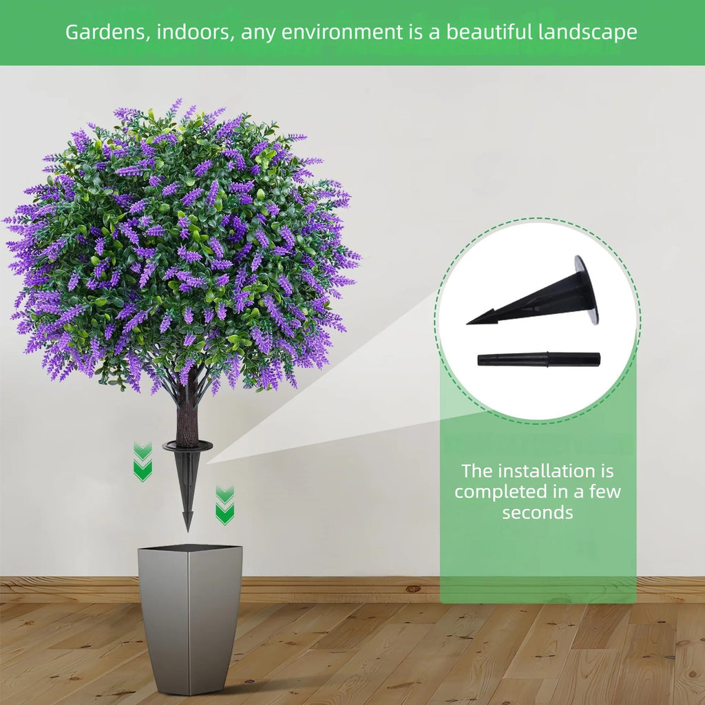 Artificial tree,lavender potted plant,artificial greenery,UV resistant, ground-mounted, suitable for garden and porch decoration