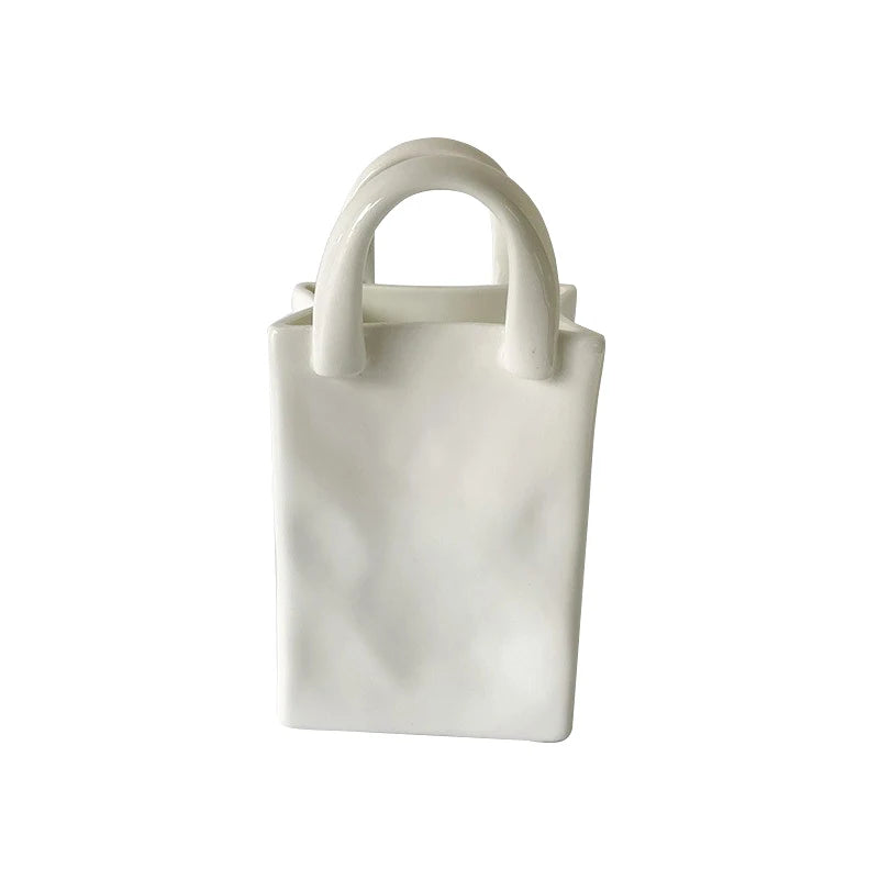 Handbag Shape Vase Modern Decorative White Vase
