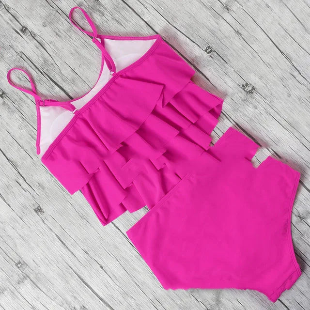 Swimwear Ruffles Women Suits Two Piece Sets Printed Beachwear High Waist Bikini Set Bottoms Push Up Tankini Swimsuits Women