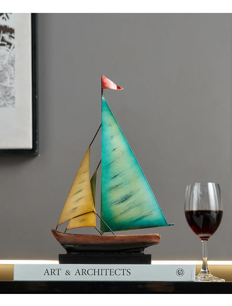 Creative Sailboat Model Ornament, Luxury Decor for Living Room TV Cabinet Bar Office Desk Decoration Home Decoration Accessories
