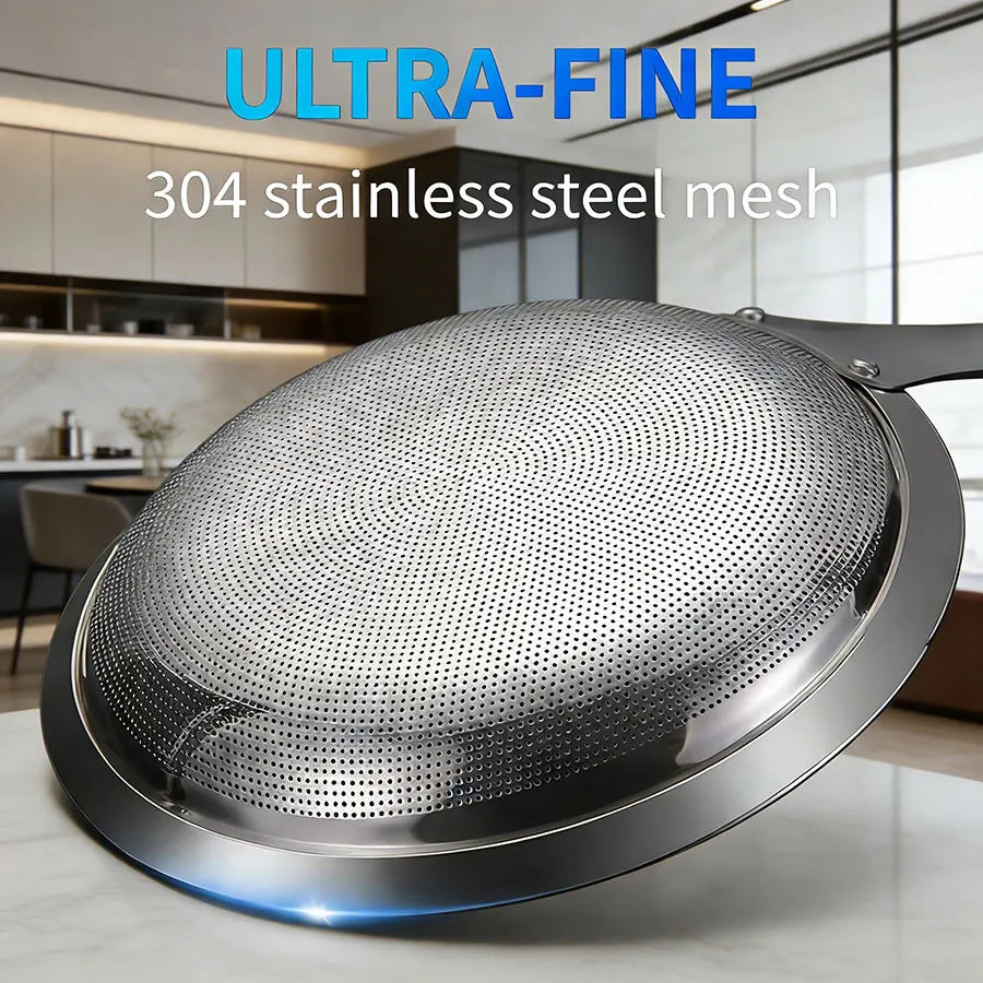 Multi-Functional Hot Pot Fat Skimmer Spoon, Stainless Steel Fine Mesh Strainer for Grease, Foam & Food Residue Removal
