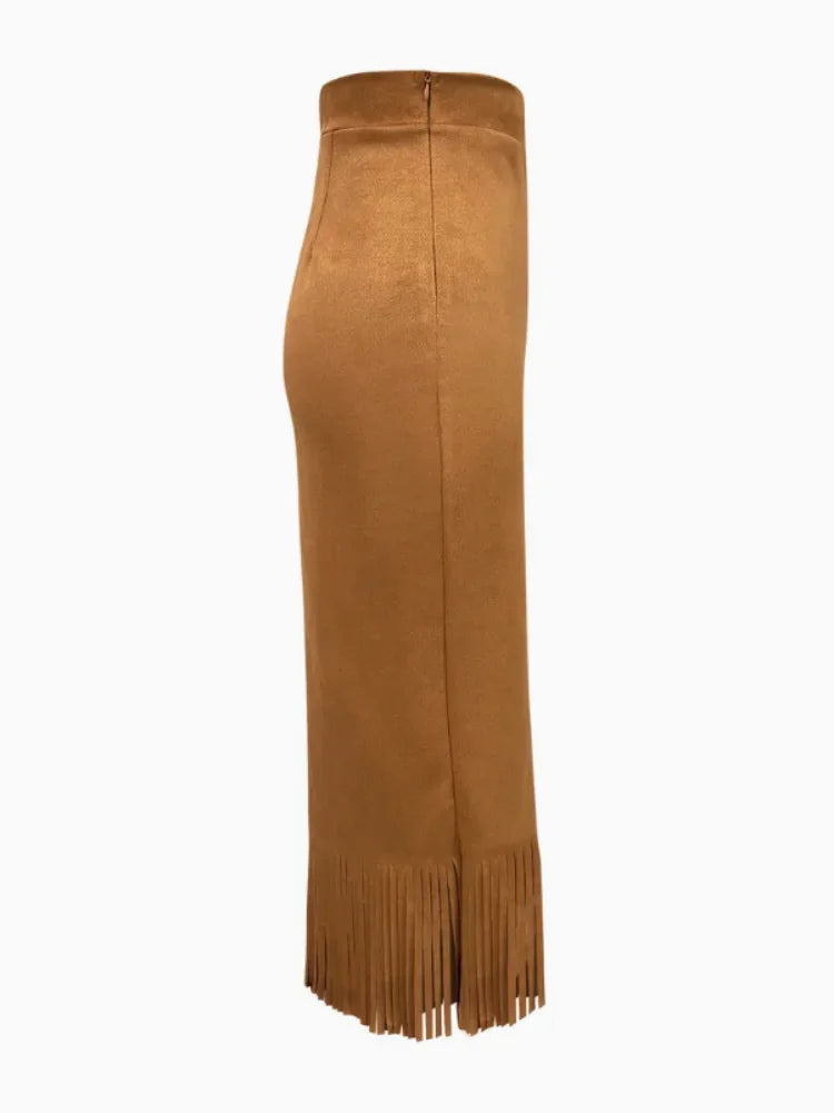 Women's Vintage Fringed Skirt for Spring, Autumn, and Winter, Stylish and Trendy, Suitable for Going Out, Dates, Holiday Gatherings, and Everyday Wear
