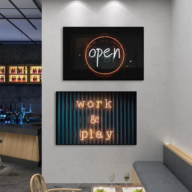 Bar decoration painting Cyberpunk Internet cafe wall LED light hanging painting E-sports room KTV atmosphere Neon light mural