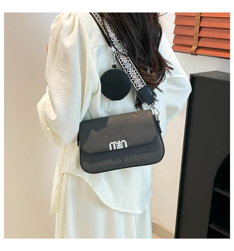 ‌2025 Korean-Style Wide Strap Bag - Crossbody/Shoulder/Handheld Multi-Way Purse, Trendy Small Handbag for Women