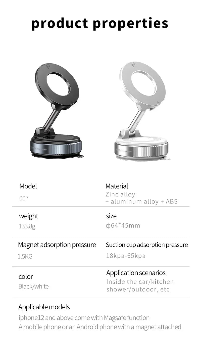 New Strong Magnetic Phone Holder Foldable Design 360° Adjustable Vacuum Car Mount For Cell Phone For Live Streaming 2026