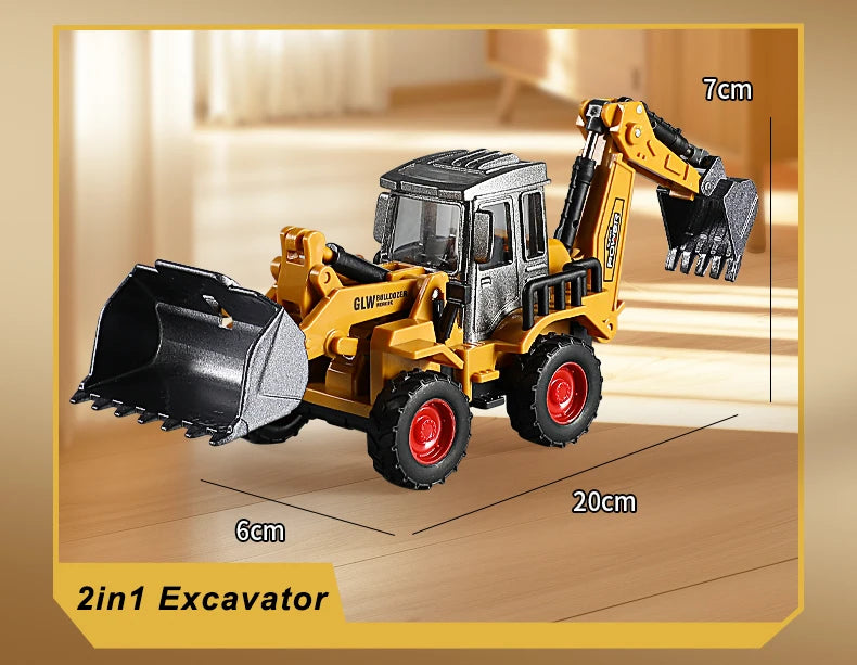 1:70 9 Styles Mini Yellow Alloy Forklift Driller Road Roller Engineering Diecast Construction Vehicle Inertia Toys for Boys Gift