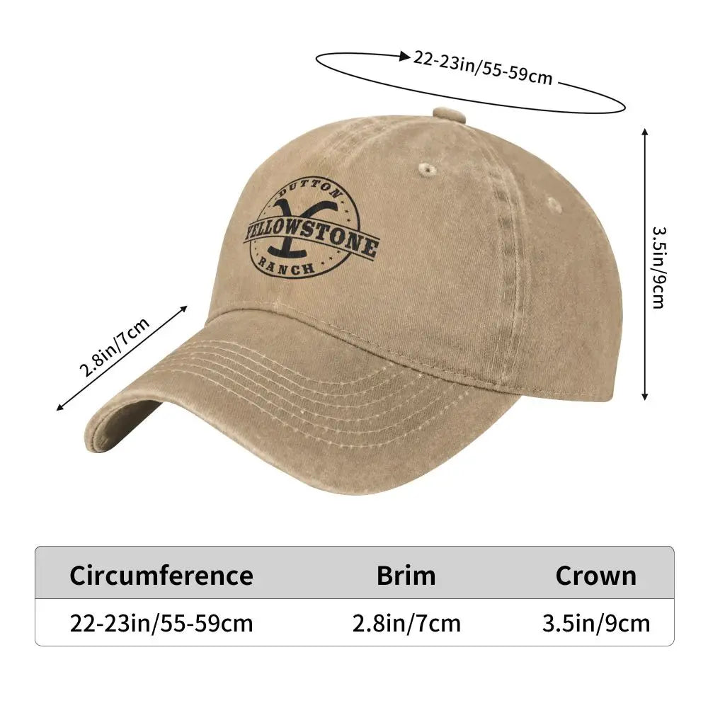 Yellowstones Dutton Ranch Baseball Cap Vintage Logo Hiking Fishing Retro Trucker Hat Unisex Men Fashion Sunshade Baseball Caps