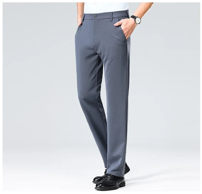 Mens Formal Dress Pants  Business Casual Suit Pants Black Navy Elastic Wrinkle Resistant  Long Pants Daily Work Pants
