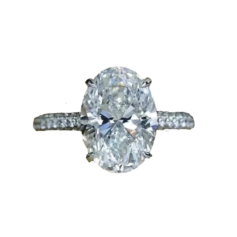 925 Sterling Silver Oval 4ct Lab Diamond Engagement Ring – Bridal Jewelry